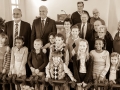 Children and church council with Bishop Bickerton