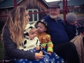 Pastor Kelvin Jones met Mason, the youngest  hay rider