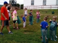 Lining up for the sack race