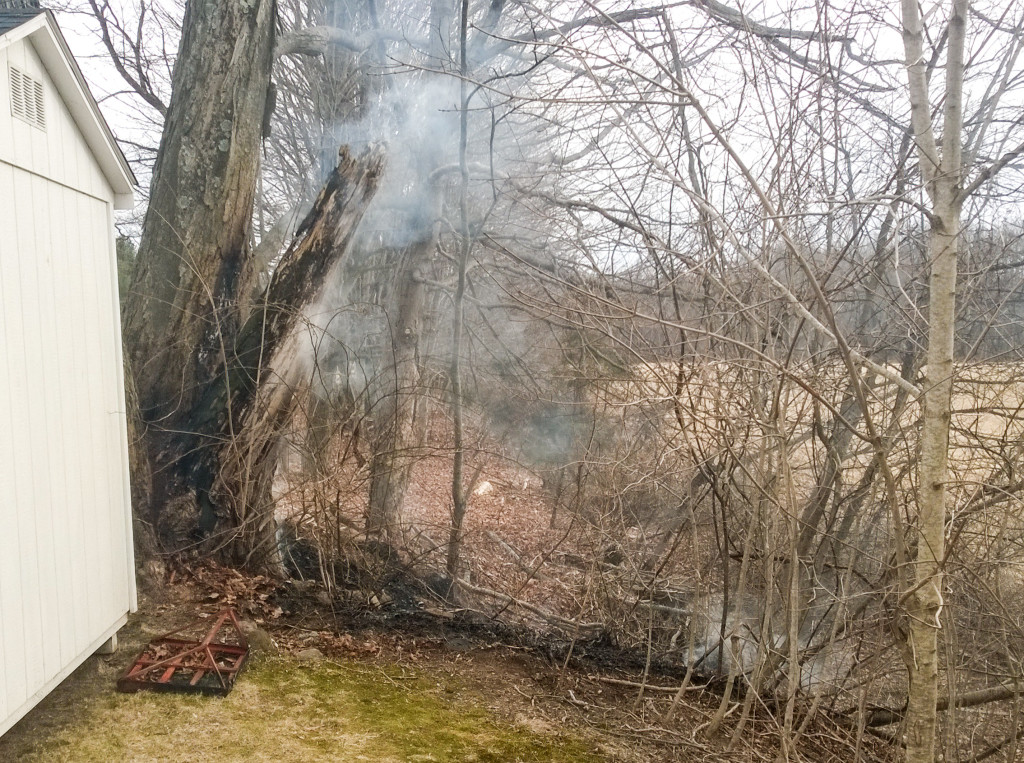 Brush fire behind our church today