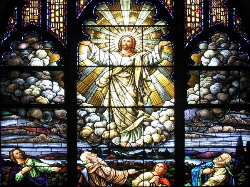 Ascension in stained glass