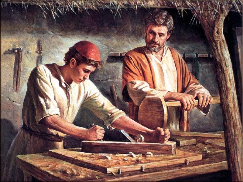 Joseph and Jesus in the carpenter's shop